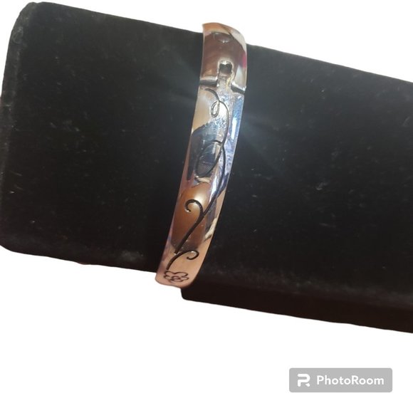 Sterling Silver Engraved Hinged Bracelet & 2 Silver Tone Bracelet - Picture 5 of 8
